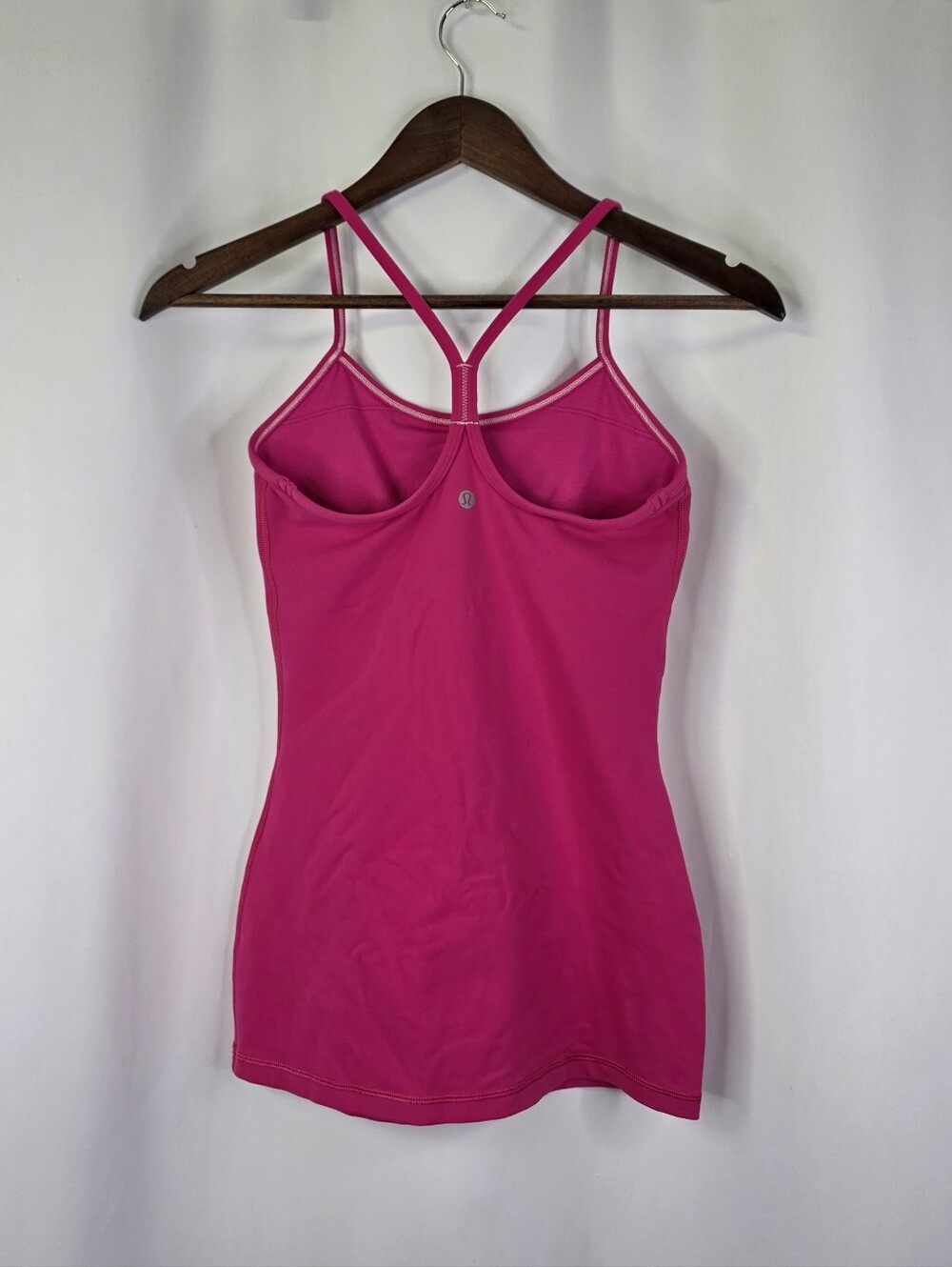 Lululemon Hot Pink Racer Back Fitted Tank With Built In Bra Long Length Size 4 - Picture 6 of 10